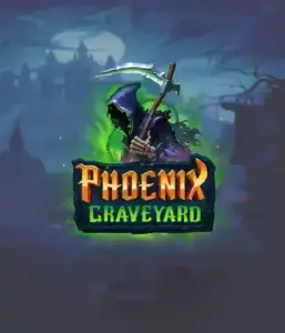 ELK Studios' Phoenix Graveyard game screen, showcasing the mystical graveyard and the legendary phoenix rising from the ashes. This image captures the slot's unique expanding reel feature, enhanced by its beautifully crafted symbols and gothic theme. The design reflects the game's theme of rebirth and immortality, appealing for those drawn to legends.